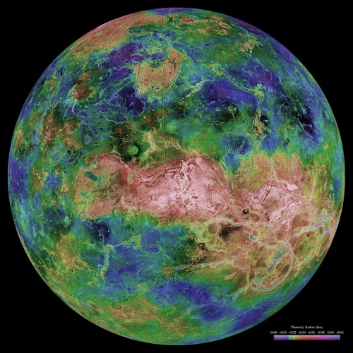 Hemispheric View of Venus Centered at the North Pole