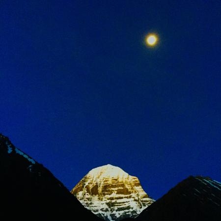 North face of Kailesh, sacred home of Shiva, during daylight full moon